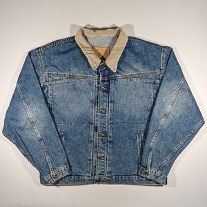 Vintage 1993 Arizona Jeans Denim Trucker Jacket Size Large Made In USA Corduroy